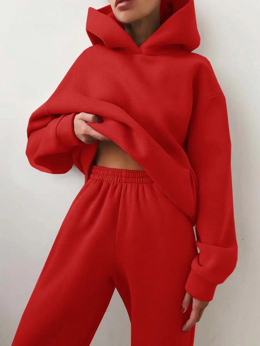 Winter Two Piece Sets Women Tracksuit Oversized Suit Female Sweatshirt Solid Sports Hoodie Sportswear